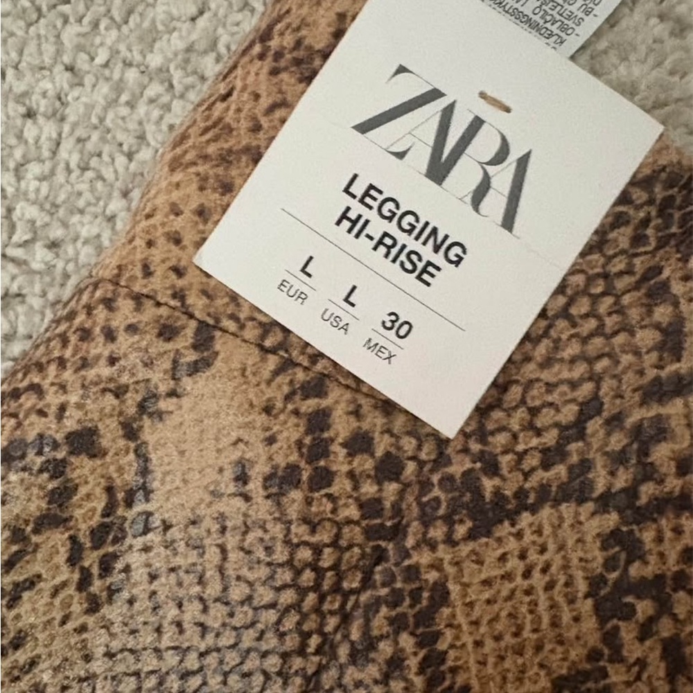 Zara Black and Brown Textured Leggings
